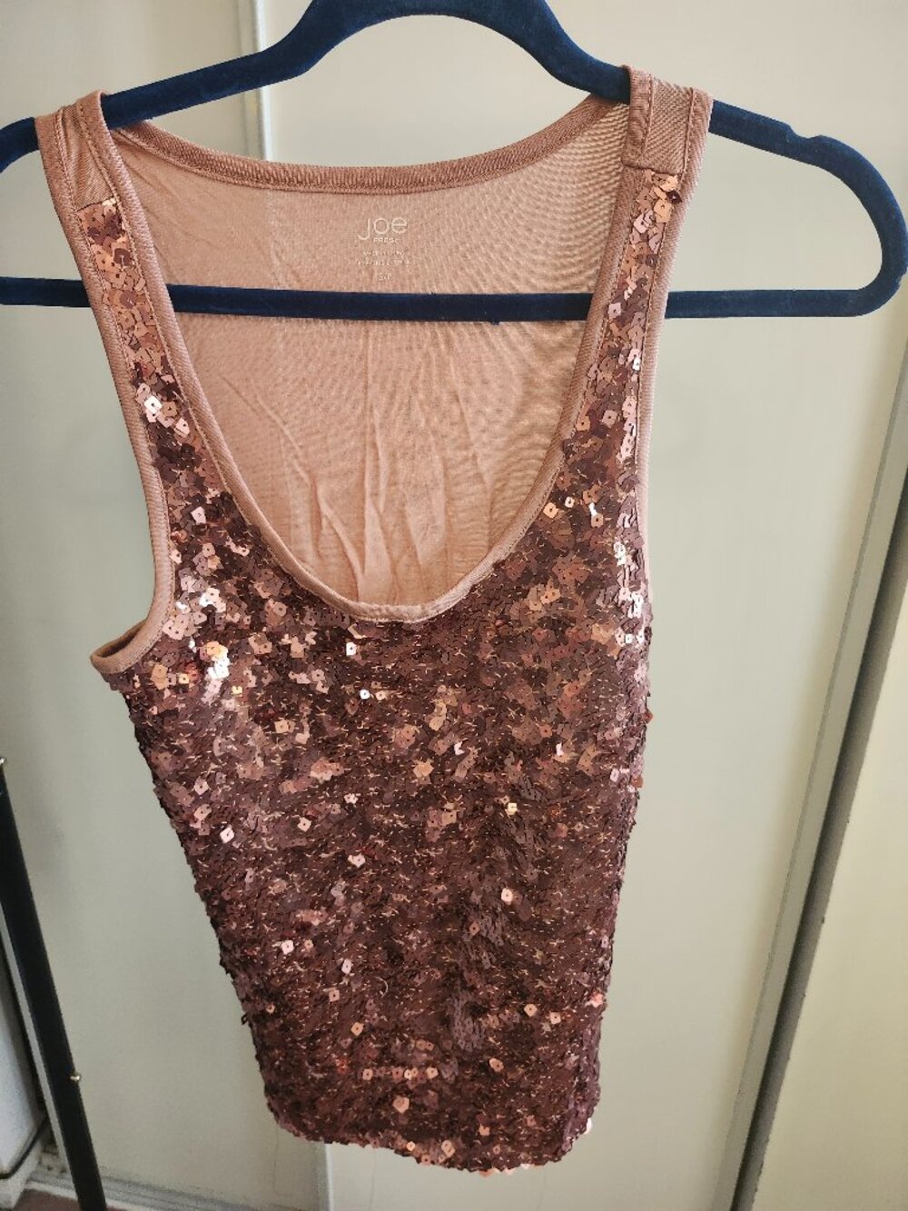 JOE FRESH  ROSE GOLD SEQUIN TANK TOP   COLOR ROSE  GOLD   SIZE S/P